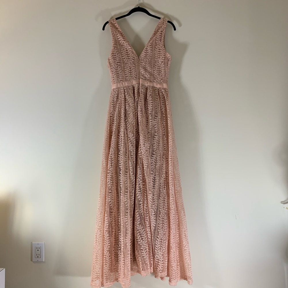 LUCY WANG LACE DEEP V NECK MAXI DRESS - Picture 6 of 8